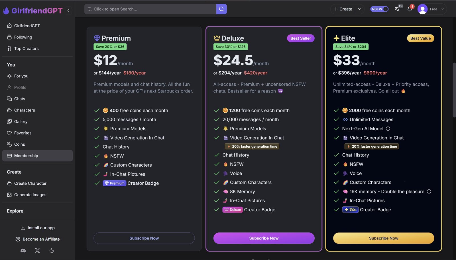 GirlfriendGPT Features